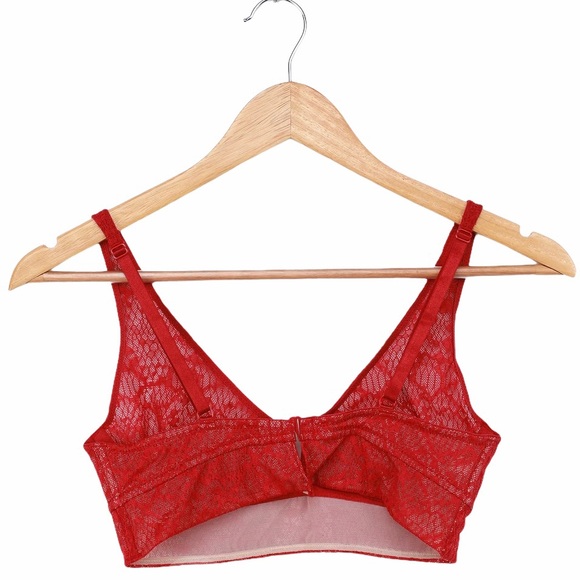 FREE PEOPLE Tameeka Bra Underwire Sheer Lace Red - Picture 3 of 10